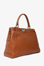 Fendi Brown Leather Medium 'Peekaboo' Bag with Strap (As Is)