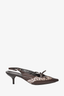 Fendi Brown Leather Zucca Canvas Bow Slingback Pumps sz 39