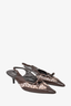 Fendi Brown Leather Zucca Canvas Bow Slingback Pumps sz 39