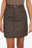 Fendi Brown Zucca Pattren Mini Skirt Size 36