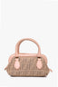 Fendi Brown Zucca Print Mini Top Handle Bag with Pink Leather Trim