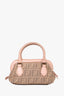 Fendi Brown Zucca Print Mini Top Handle Bag with Pink Leather Trim