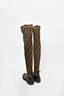 Fendi Brown Zucca Print Stretch Knit Thigh High Boots sz 37