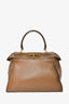 Fendi Dark Brown Leather "Peek-A-Boo" Regular Top Handle Bag