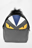 Fendi Grey Grained Leather Monster Backpack with Fur