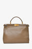 Fendi Grey Leather Large 'Peekaboo' Top Handle Tote Bag