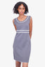 Fendi Grey Silk Sleeveless Dress With White Lace Detail Size 40