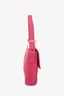 Fendi Hot Pink Leather Nappa Logo Embossed Baguette Shoulder Bag