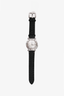 Fendi Mother of Pearl Dial Diamond-Stitch 37mm Selleria Watch with Black Grained Leather Strap