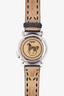 Fendi Mother of Pearl Dial Diamond-Stitch 37mm Selleria Watch with Black Grained Leather Strap