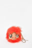 Fendi Red Fur/Brown Leather Monster Keychain with Zip Pouch