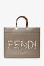 Fendi Roma Brown Leather Acrylic Handle Medium Sunshine Tote Bag