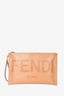 Fendi Roma Brown Leather Logo Flat Clutch