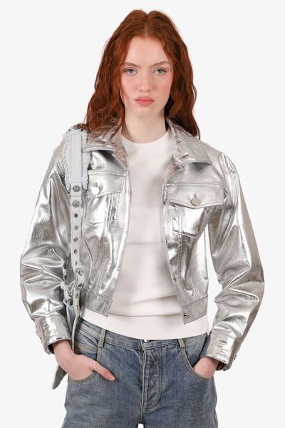 FendiSilverCroppedJacketSize42