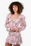For Love & Lemons Pink Floral Ruched Dress Size S