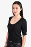 Frame Black Cashmere Ruched Sleeve Sweater Size S