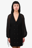 Frame Black Sheer Gold Button Blazer Dress Size XS