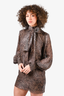 Frame Brown/Black Silk Animal Print Mockneck Mini Dress Size XS