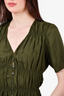 Frame Olive Green Silk Ruched Top Size M