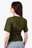 Frame Olive Green Silk Ruched Top Size M