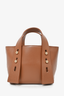 Frame Tan Leather Top Handle Bag With Strap