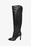 Gabriela Hearst Black Croc Embossed Knee High 'Linda' Boots with Swirl Marble Heel Size 38.5