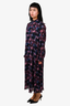 Ganni Black Floral Maxi Chiffon Pleated Dress Size 36