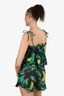 Ganni Black/Green/Yellow Tropical Print Cover-Up Cami with Ruffle Short Set Size 36/38