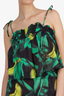 Ganni Black/Green/Yellow Tropical Print Cover-Up Cami with Ruffle Short Set Size 36/38