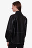 Ganni Black Leather Button Up Jacket Size 38