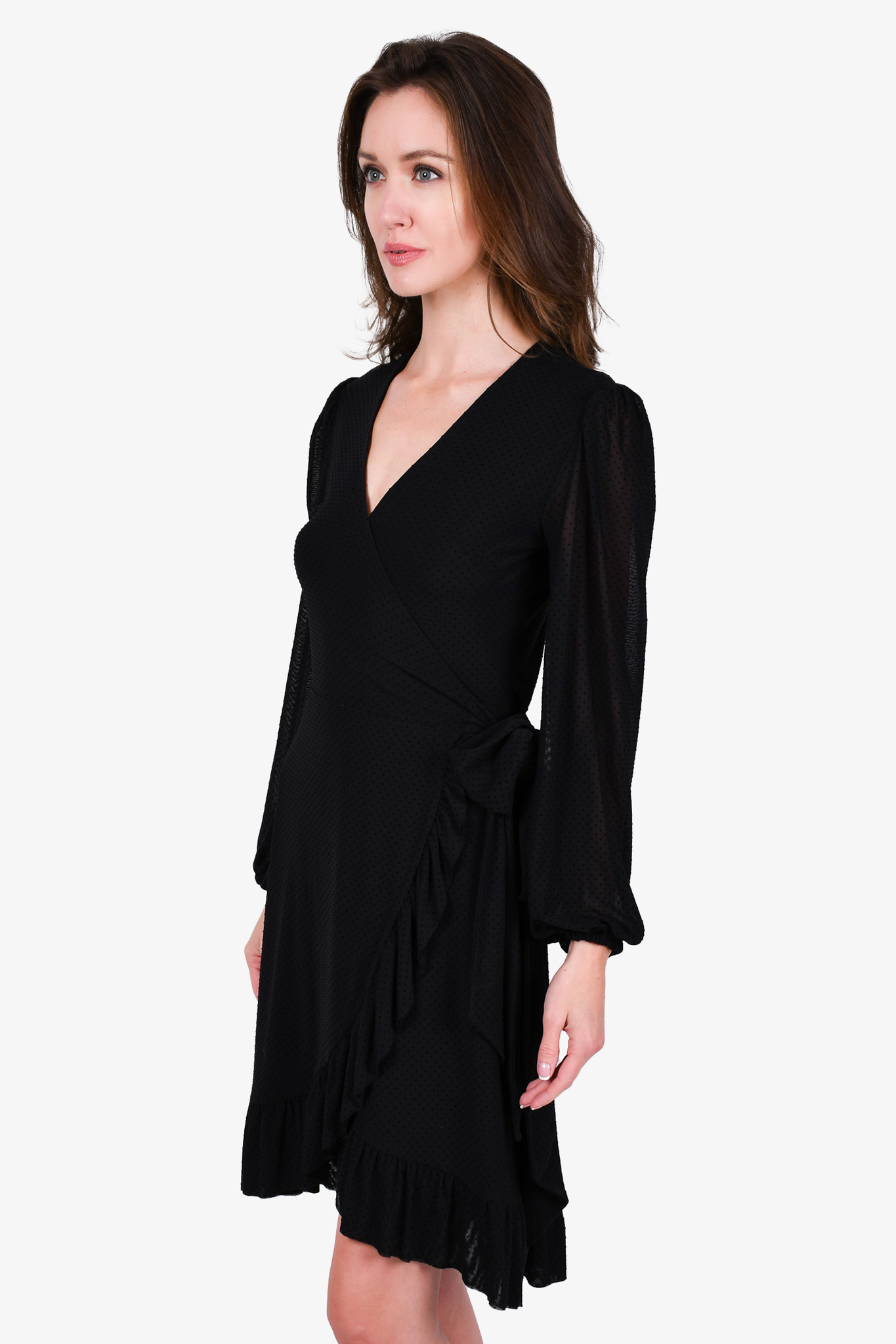 Ganni Black Polka Dot Ruffle Wrap Dress Size 36 Mine Yours
