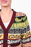 Ganni Green/Burgundy Smiley Logo Patterned Cardigan sz XS