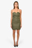 Ganni Green Quilted Nylon Sleeveless Mini Dress Size 38