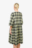 Ganni Green/Black Check Wrap Dress Size 44