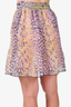 Ganni Purple/Yellow Printed Pleated Skirt Size 38