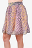 Ganni Purple/Yellow Printed Pleated Skirt Size 38