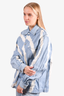 Ganni White/Blue Pattern Denim Jacket Size 38
