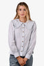 Ganni White/Blue Striped Collared Button-Up Shirt Size 40