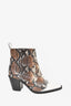 Ganni White Leather/Snake Skin Heeled Western Boot Size 39