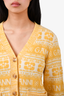 Ganni Yellow/White Wool Patterned Cardigan Size M