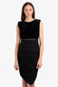 Giambattista Valli Black Velvet Top Ruched Bottom Dress Size 42