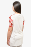 Giambattista Valli White/Red Floral Print Silk Overlay Blouse Size S