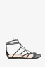 Gianvito Rossi Black Leather Strappy Flat Sandals Size 38.5