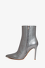 Gianvito Rossi Silver Metallic Leather Ankle Boots Size 37