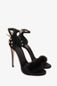 Giuseppe Zanotti Black Suede Fur/Stud Detail Heels Size 36