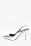 Giuseppe Zanotti Silver Patent Leather Slingback Heels Size 38.5
