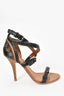 Givenchy Black Perforated Leather Heeled Sandals Size 37.5