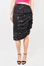 Givenchy Black Silk Ruffled Multi-Coloured Dot Print sz M