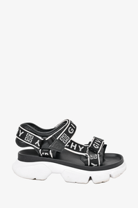 Givenchy Black/White Logo Velcro Strap Sandals Size 38