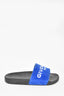 Givenchy Blue Velvet Logo Printed Slides Size 37